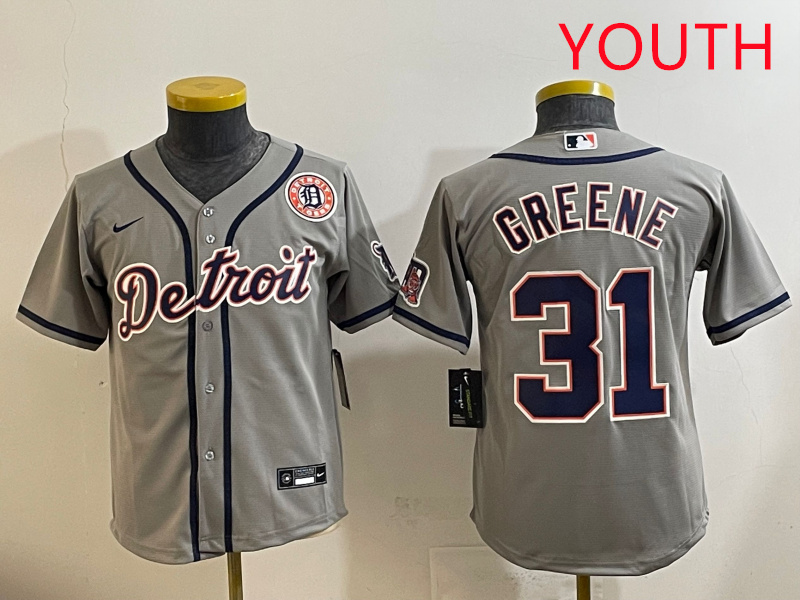 Youth 2025 Detroit Tigers #31 Greene grey Nike MLB jersey style 7->youth mlb jersey->Youth Jersey